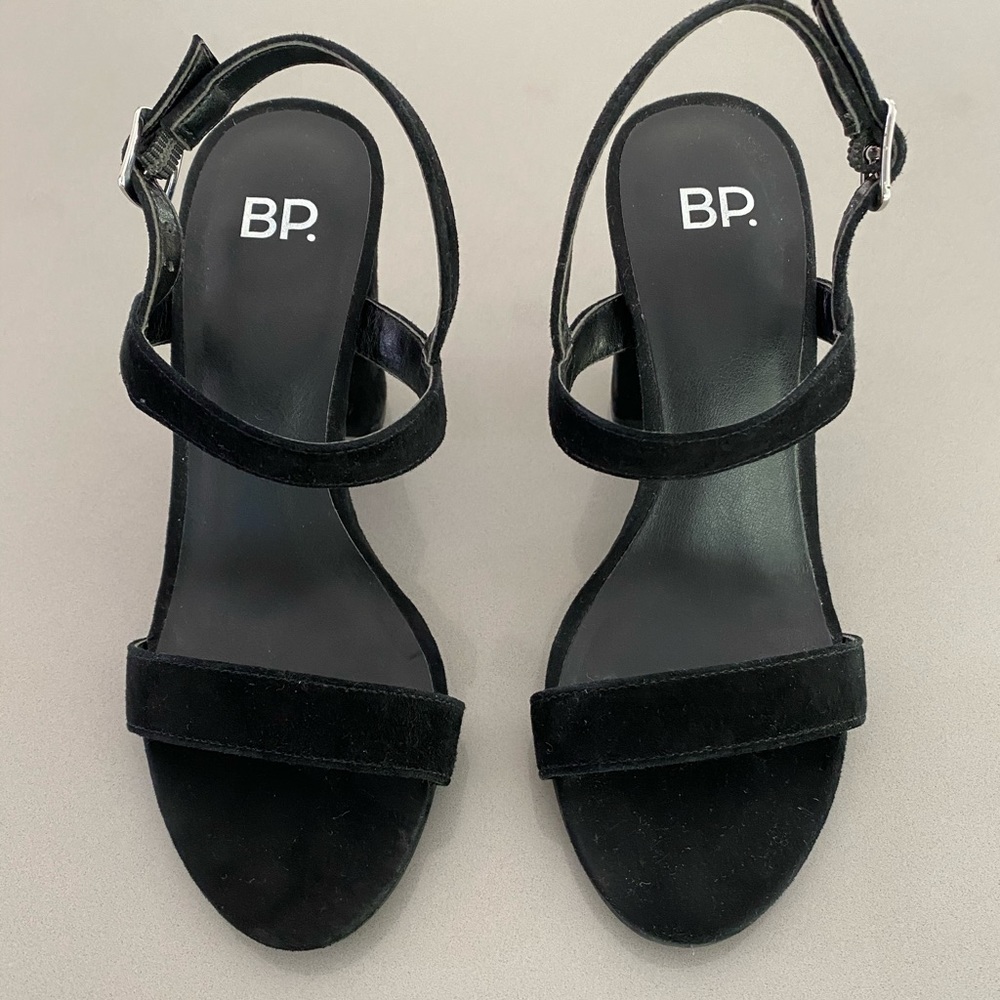 Nordstrom BP. Black Suede Strappy Block Heel Sandals
